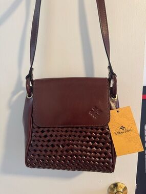 Patricia Nash Dark Brown Woven Leather Crossbody Bag